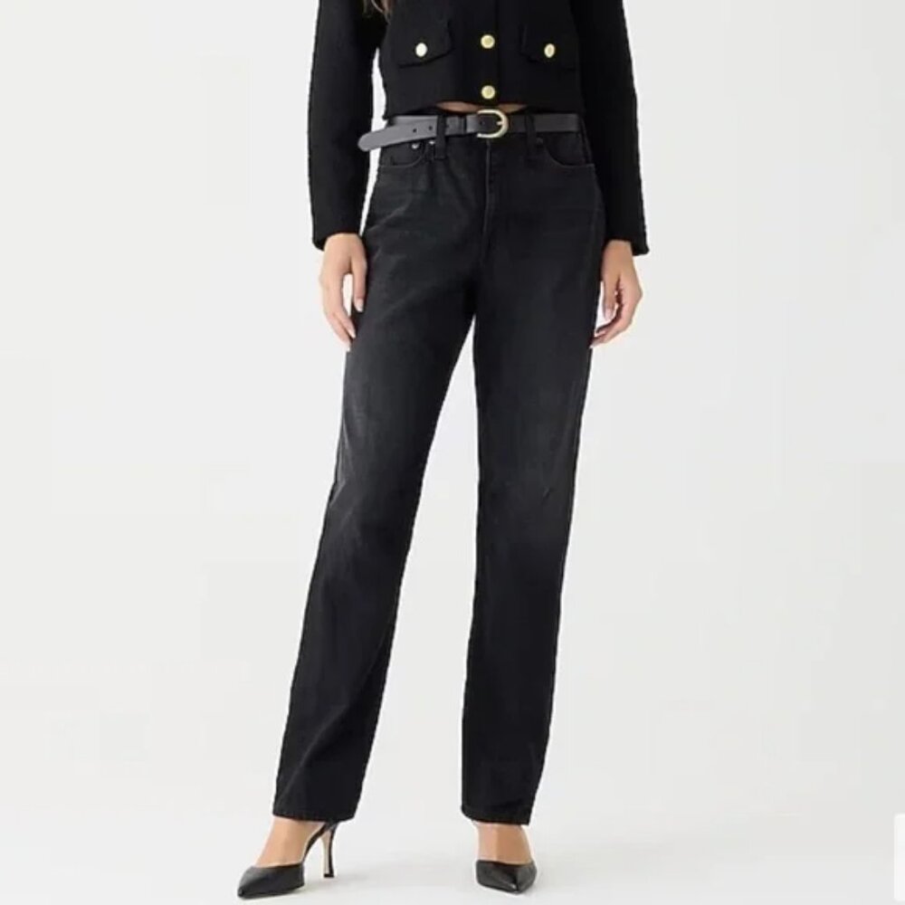 J. Crew Mid Rise 90s Classic Straight Jeans Size 30 Charcoal Black Wash BT581